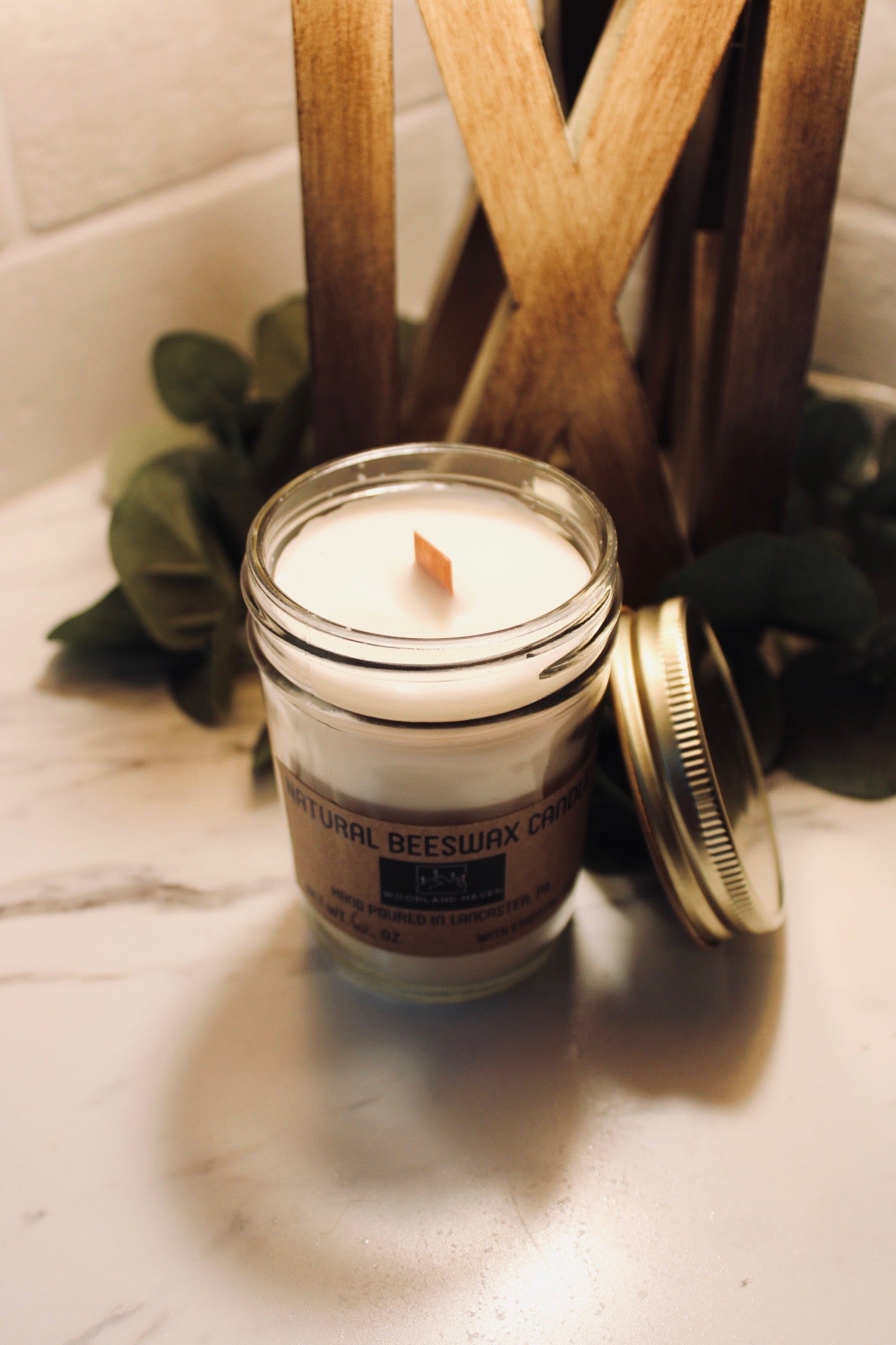 100% Pure & Natural Beeswax 6 OZ Candles | Clear glass - Woodland Haven Designs