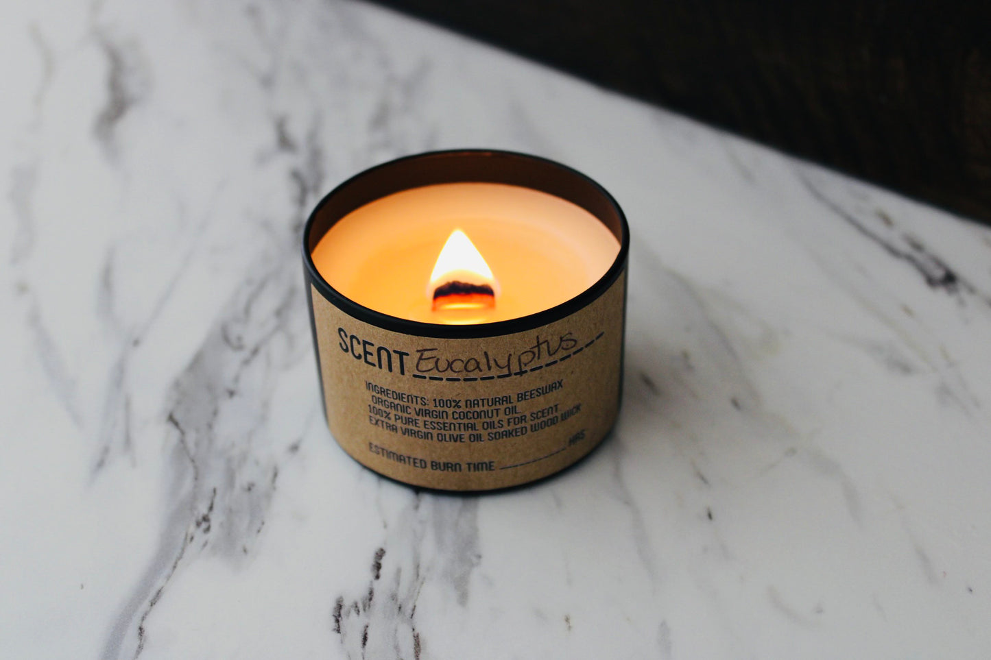 100% Pure & Natural Beeswax 4 OZ Candles - Scented with Essential Oils | Black Jar