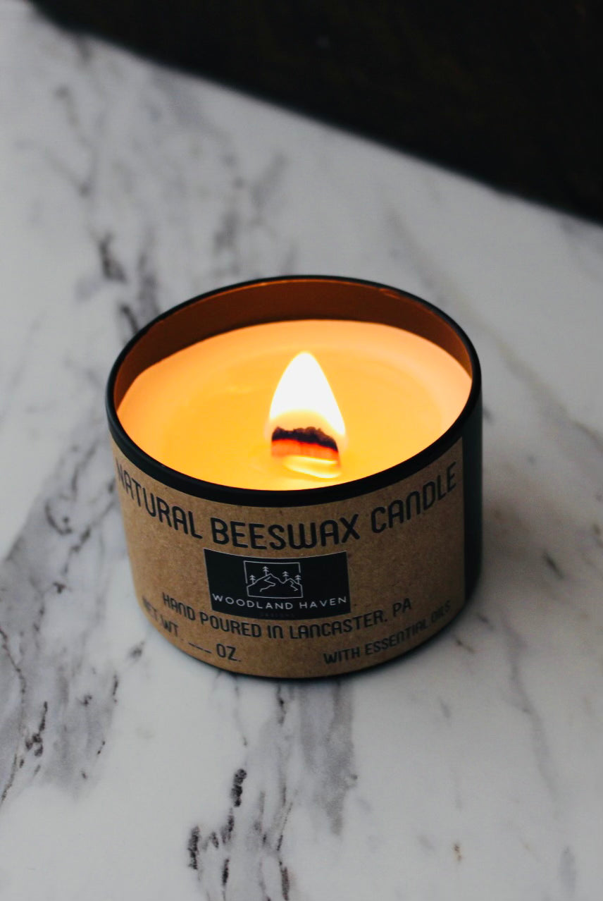 100% Pure & Natural Beeswax 4 OZ Candles - Scented with Essential Oils | Black Jar