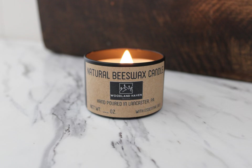 100% Pure & Natural Beeswax 4 OZ Candles - Scented with Essential Oils | Black Jar