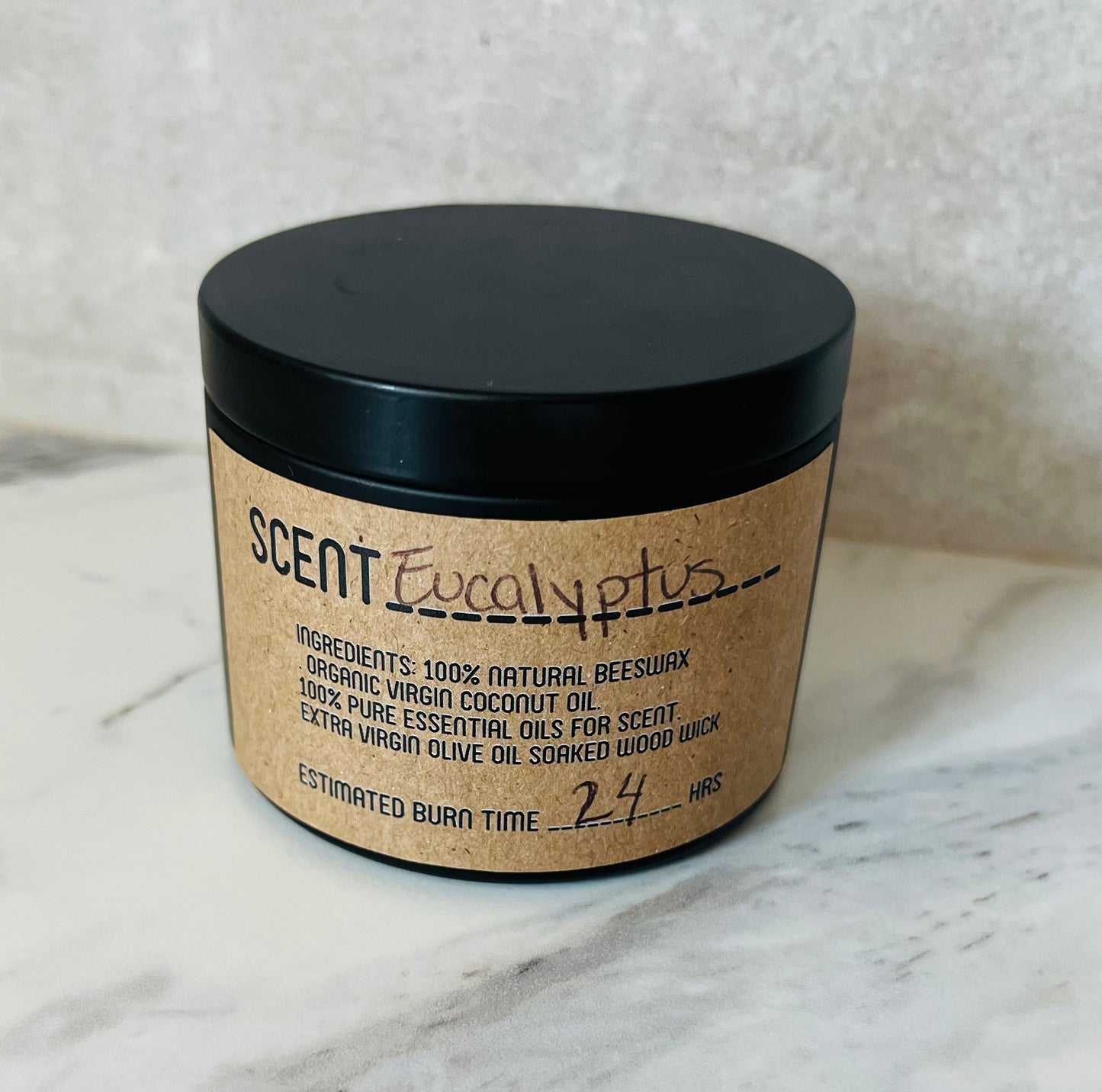 100% Pure & Natural Beeswax 4 OZ Candles - Scented with Essential Oils | Black Jar