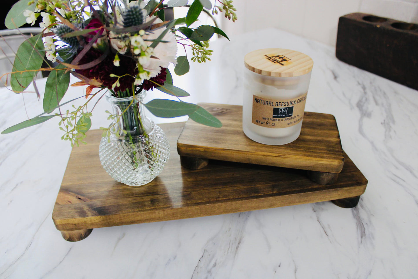 Rustic Pine Wood Riser Tray | Kitchen & Dining Décor Display