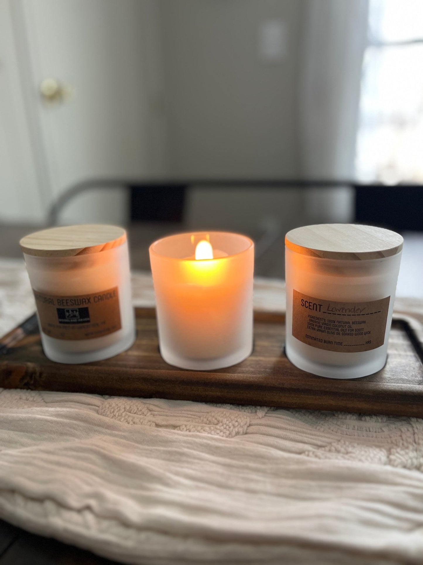 Decorative Wood 3 Candle Display Tray | 14”L x 5”W - Woodland Haven Designs Woodland Haven Designs Default Title Woodland Haven Designs Decorative Wood 3 Candle Display Tray | 14”L x 5”W